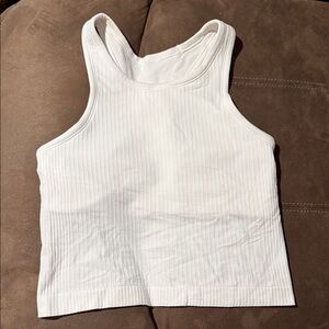 Lululemon Athletica White Ribbed Tank Top